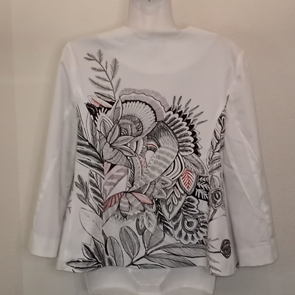 Chico's Short Floral Print Jacket - Picture 8 of 14